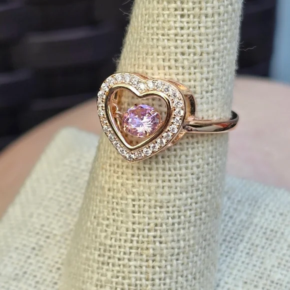 Pink Tanzanite ✦ Heart‑Shaped Moissanite Ring ✦ Sterling Silver 14K Rose Gold 7 - Picture 5 of 12